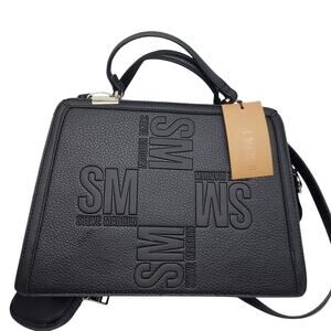 Steve Madden Black Crossbody Bag Logo Satchel Airpod Case Handbag Shoulder Purse
